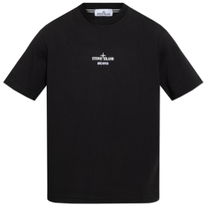 Stone Island CZARNY T-shirt z logo,