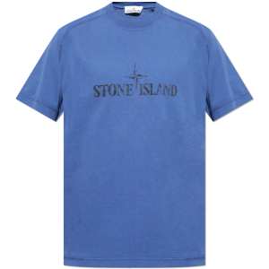 Stone Island NIEBIESKI T-shirt z logo
