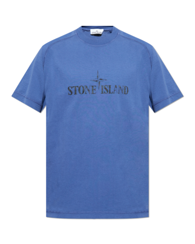Stone Island NIEBIESKI T-shirt z logo