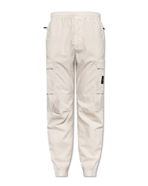 Stone Island kremowy Spodnie z logo